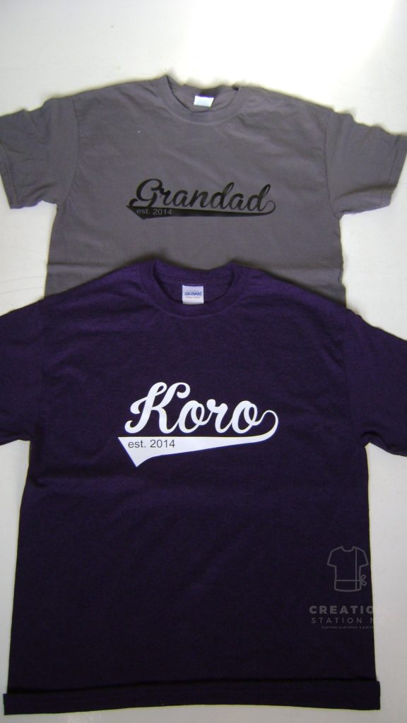 Grandad and Koro tees - baseball style print